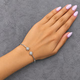 .925 Sterling Silver Diamond Accent Star Flexy Open Bangle Bracelet-2 thumbnail 3
