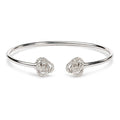 .925 Sterling Silver Diamond Accent Love Knot Flexy Open Bangle Bracelet-0