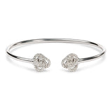 .925 Sterling Silver Diamond Accent Love Knot Flexy Open Bangle Bracelet-0 thumbnail 1