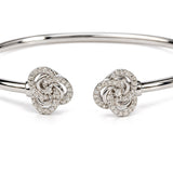 .925 Sterling Silver Diamond Accent Love Knot Flexy Open Bangle Bracelet-1 thumbnail 2