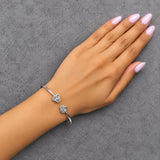 .925 Sterling Silver Diamond Accent Love Knot Flexy Open Bangle Bracelet-2 thumbnail 3