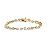 10K Yellow Gold 1 1/2 Cttw Lab Grown Diamond Bezel Link Bracelet