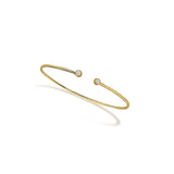 10K Yellow Gold plated Sterling Silver Lab Grown Diamond Accent Bezel Cuff Bangle Bracelet-0 thumbnail 1
