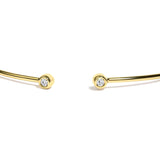 10K Yellow Gold plated Sterling Silver Lab Grown Diamond Accent Bezel Cuff Bangle Bracelet-1 thumbnail 2
