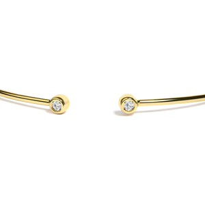 10K Yellow Gold plated Sterling Silver Lab Grown Diamond Accent Bezel Cuff Bangle Bracelet-1