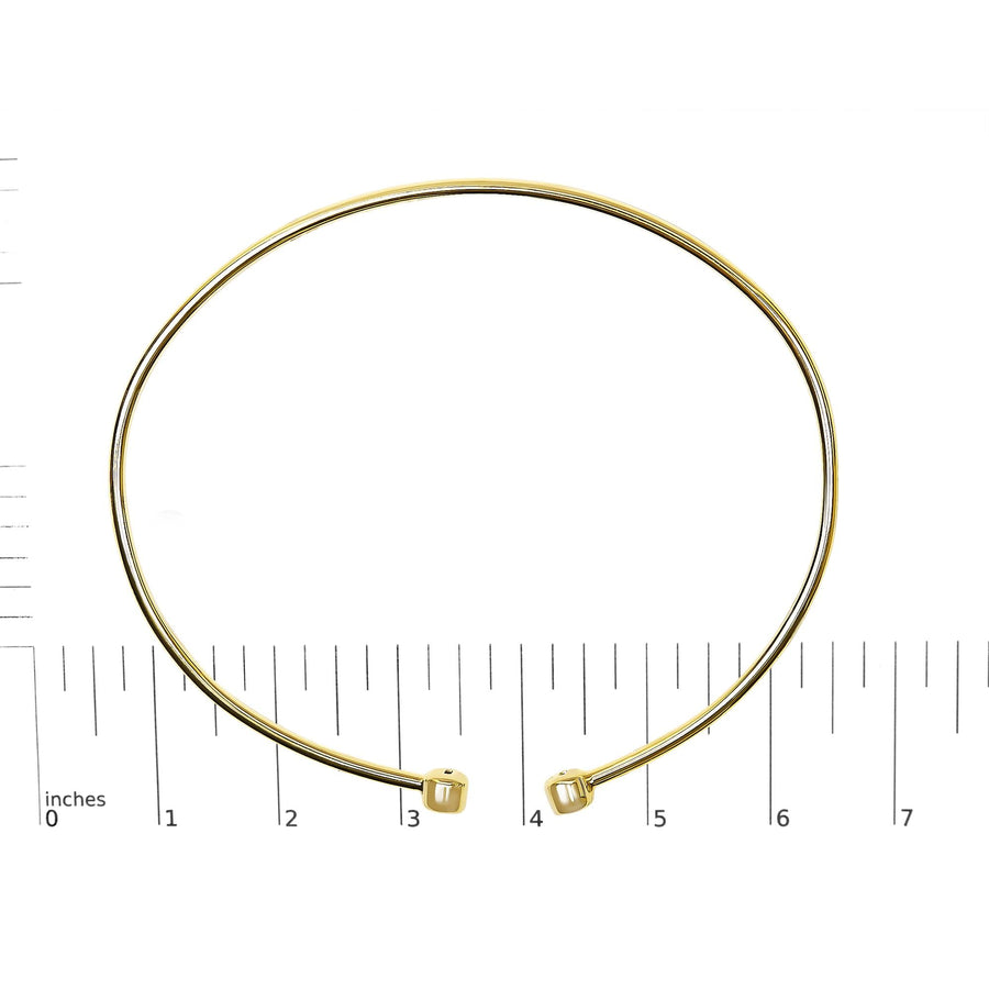 10K Yellow Gold plated Sterling Silver Lab Grown Diamond Accent Bezel Cuff Bangle Bracelet