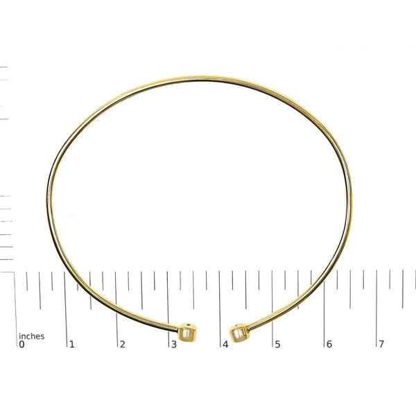10K Yellow Gold plated Sterling Silver Lab Grown Diamond Accent Bezel Cuff Bangle Bracelet