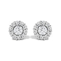 10K white gold ring with round lab grown diamond halo stones
