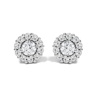 10K White Gold 1 1/2 Cttw Lab Grown Diamond Halo Stud Earrings