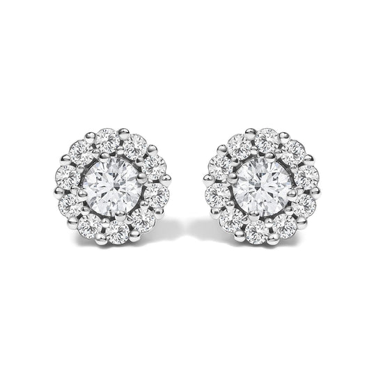 10K White Gold 1 1/2 Cttw Lab Grown Diamond Halo Stud Earrings-0