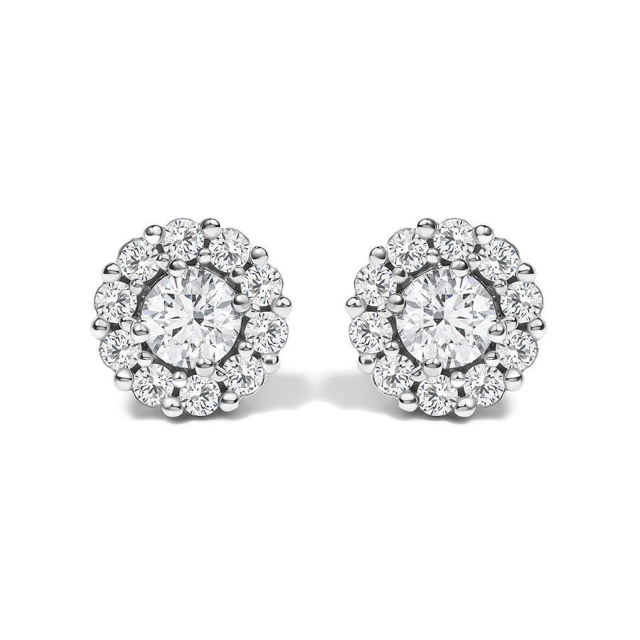 10K White Gold 1 1/2 Cttw Lab Grown Diamond Halo Stud Earrings