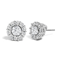 10K White Gold 1 1/2 Cttw Lab Grown Diamond Halo Stud Earrings