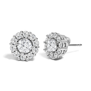 10K White Gold 1 1/2 Cttw Lab Grown Diamond Halo Stud Earrings-1