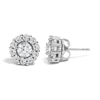 10K White Gold 1 1/2 Cttw Lab Grown Diamond Halo Stud Earrings