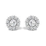 10K White Gold 3.0 Cttw Lab Grown Diamond Halo Stud Earrings-0 thumbnail 1