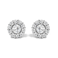 10K White Gold 3.0 Cttw Lab Grown Diamond Halo Stud Earrings