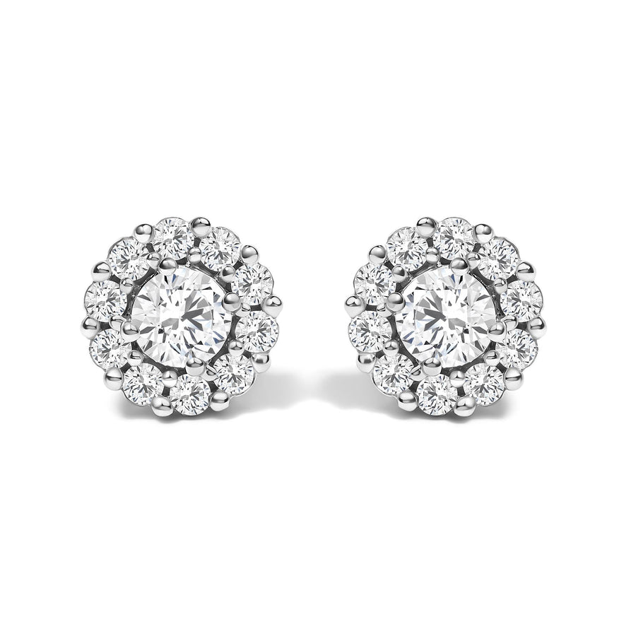 10K White Gold 3.0 Cttw Lab Grown Diamond Halo Stud Earrings