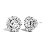 10K White Gold 3.0 Cttw Lab Grown Diamond Halo Stud Earrings-1 thumbnail 2
