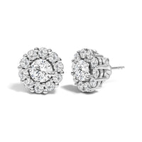 10K White Gold 3.0 Cttw Lab Grown Diamond Halo Stud Earrings