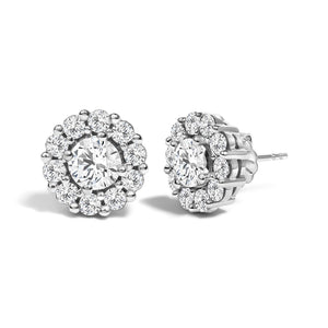 10K White Gold 3.0 Cttw Lab Grown Diamond Halo Stud Earrings-1