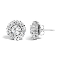10K White Gold 3.0 Cttw Lab Grown Diamond Halo Stud Earrings