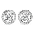 14K white gold cufflinks with round lab grown diamond halo stones