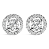 14K white gold cufflinks with round lab grown diamond halo stones thumbnail 1