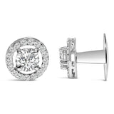 Men's 14K White Gold 1 3/4 Cttw Lab Grown Diamond Halo Cufflink-3 thumbnail 4