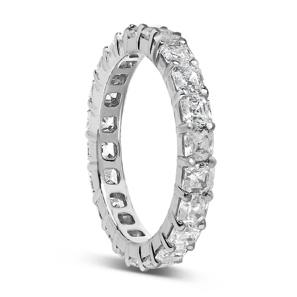 14K White Gold 2 1/3 Cttw Asscher Cut Lab Grown Diamond Eternity Band Ring (E-F Color, VS1-VS2 Clarity) - Ring Size 5.5