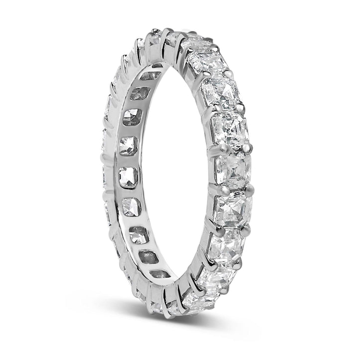 14K White Gold 2 1/3 Cttw Asscher Cut Lab Grown Diamond Eternity Band Ring (E-F Color, VS1-VS2 Clarity) - Ring Size 5.5