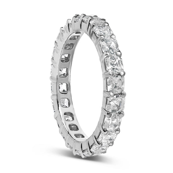 14K White Gold 2 1/3 Cttw Asscher Cut Lab Grown Diamond Eternity Band Ring (E-F Color, VS1-VS2 Clarity) - Ring Size 5.5