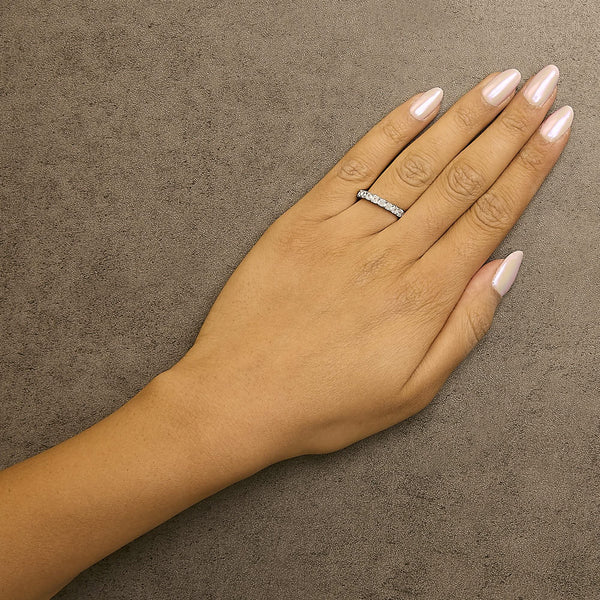 14K White Gold 2 1/3 Cttw Asscher Cut Lab Grown Diamond Eternity Band Ring (E-F Color, VS1-VS2 Clarity) - Ring Size 5.5