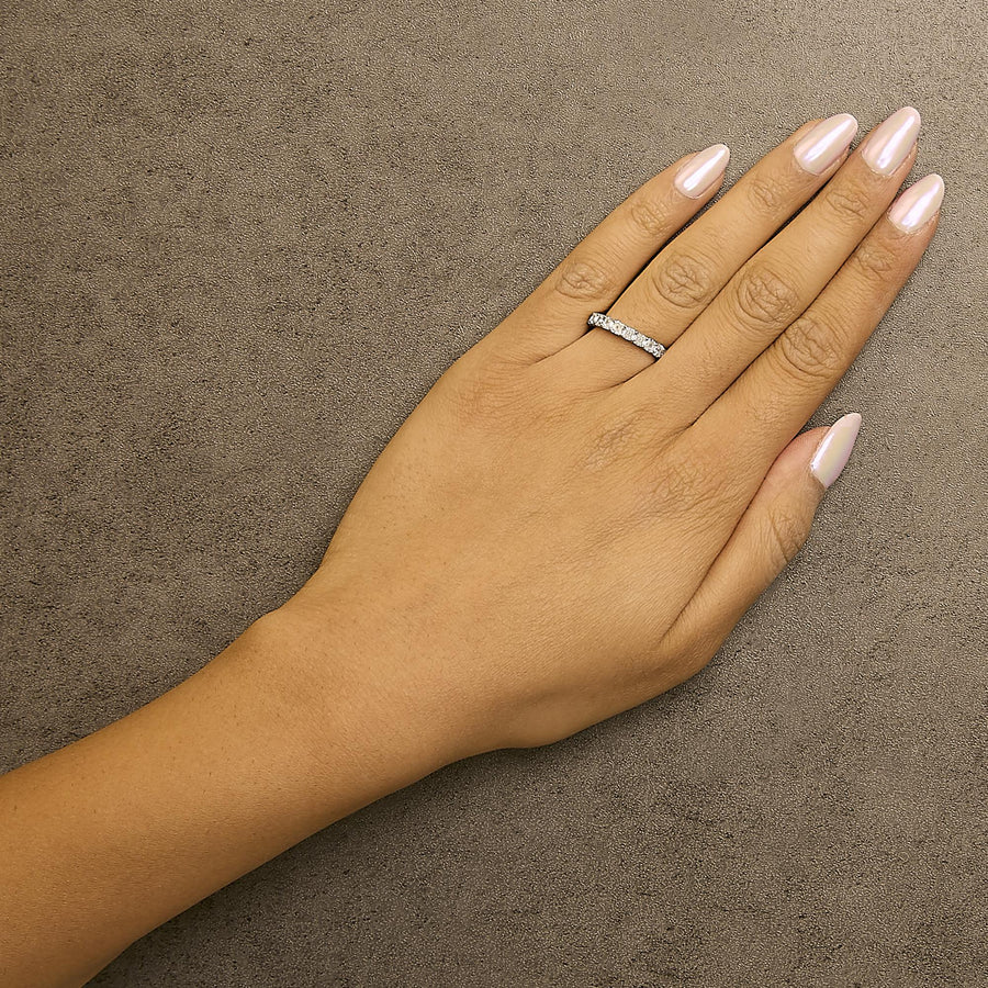 14K White Gold 2 1/3 Cttw Asscher Cut Lab Grown Diamond Eternity Band Ring (E-F Color, VS1-VS2 Clarity) - Ring Size 5.5
