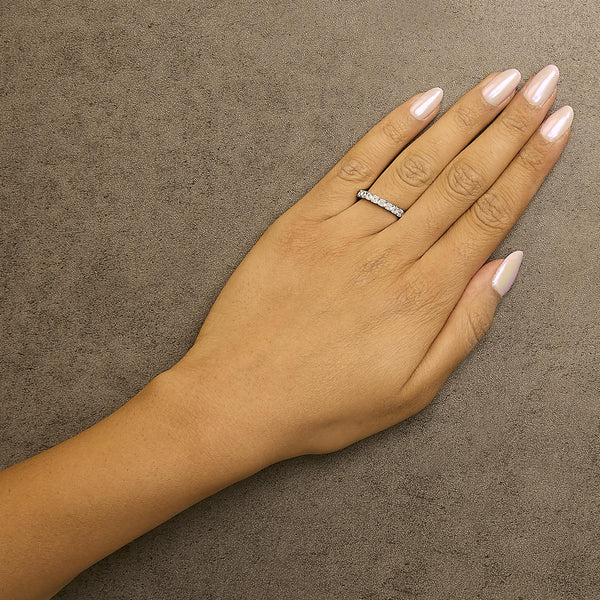 14K White Gold 2 1/3 Cttw Asscher Cut Lab Grown Diamond Eternity Band Ring (E-F Color, VS1-VS2 Clarity) - Ring Size 5.5