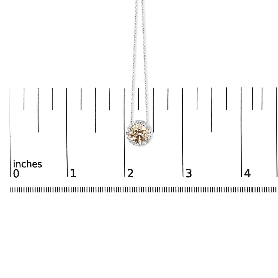 14K White Gold 2 3/8 Cttw Lab Grown Pink Diamond Solitaire with Halo Pendant Necklace - 17
