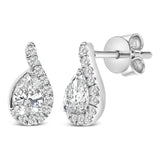 14K White Gold 5/8 Cttw Lab Grown Diamond Tear Drop Halo Stud Earring-1 thumbnail 2
