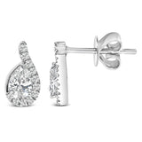 14K White Gold 5/8 Cttw Lab Grown Diamond Tear Drop Halo Stud Earring-3 thumbnail 4