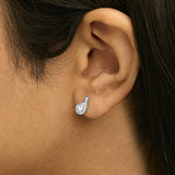 14K White Gold 5/8 Cttw Lab Grown Diamond Tear Drop Halo Stud Earring-2 thumbnail 3