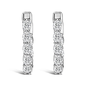 14K White Gold 2 3/4 Cttw Oval Cut Lab Grown Diamond Inside Out Hoop Earrings-1