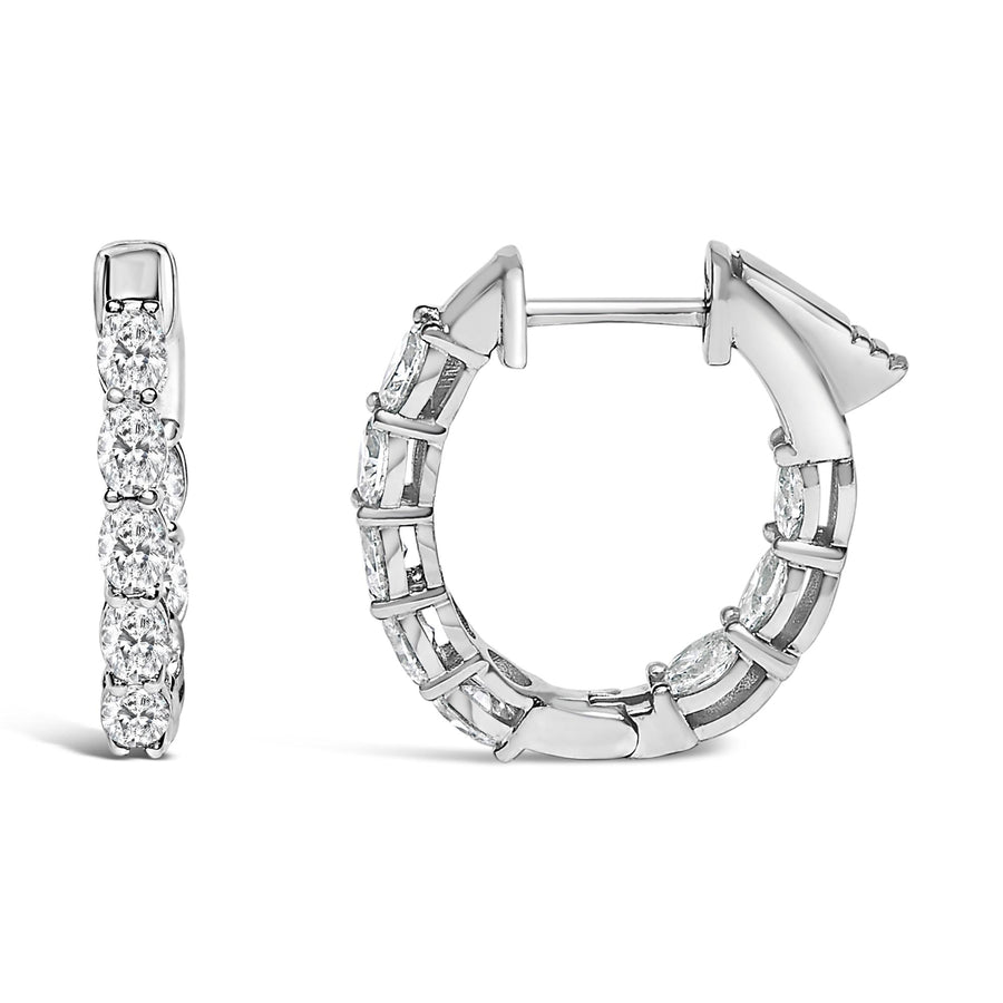 14K White Gold 2 3/4 Cttw Oval Cut Lab Grown Diamond Inside Out Hoop Earrings