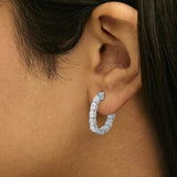 14K White Gold 2 3/4 Cttw Oval Cut Lab Grown Diamond Inside Out Hoop Earrings-2 thumbnail 3