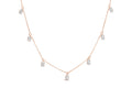 14K rose gold necklace with oval lab grown diamond stations, 17 inches