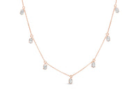 14K Rose Gold 1 3/8 Cttw Oval Lab Grown Diamond Dangle Station Necklace - 17