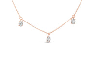 14K Rose Gold 1 3/8 Cttw Oval Lab Grown Diamond Dangle Station Necklace - 17