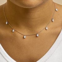 14K Rose Gold 1 3/8 Cttw Oval Lab Grown Diamond Dangle Station Necklace - 17