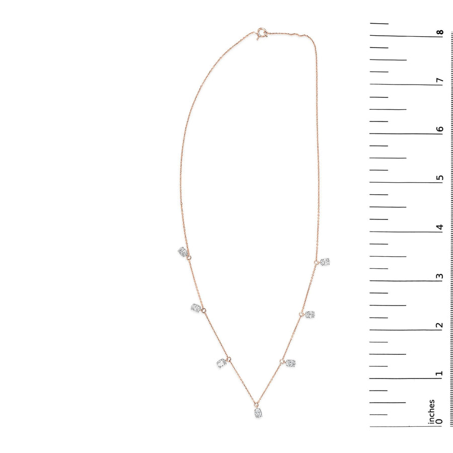 14K Rose Gold 1 3/8 Cttw Oval Lab Grown Diamond Dangle Station Necklace - 17