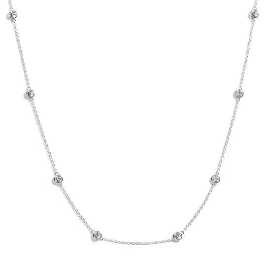 .925 Sterling Silver 2.00 Cttw Lab Grown Diamond Bezel Set Station Necklace
