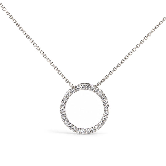 925 Sterling Silver 1/4 Cttw Lab Grown Diamond Open Circle Pendant Necklace