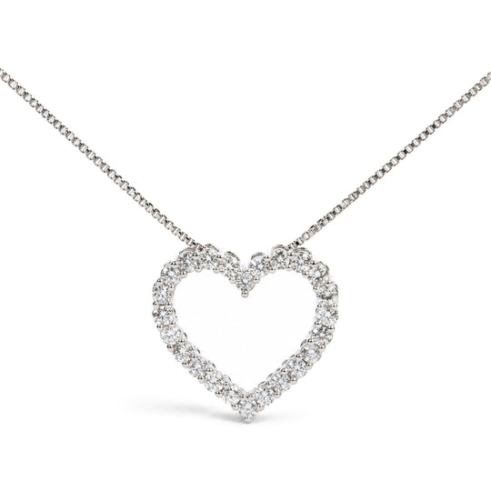 .925 Sterling Silver 1/2 Cttw Lab Grown  Diamond Open Heart Pendant Necklace