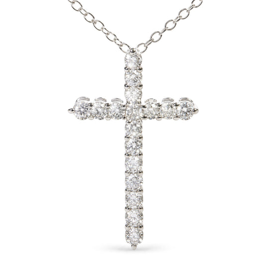 Sterling Silver 1/2 Cttw Lab Grown Diamond Cross Pendant Necklace